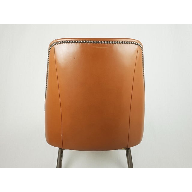 1950s Vintage Campanula Chairs in Brown Leather and Brass by Carlo Pagani for Arflex, 1952, Set of 2 For Sale - Image 5 of 12