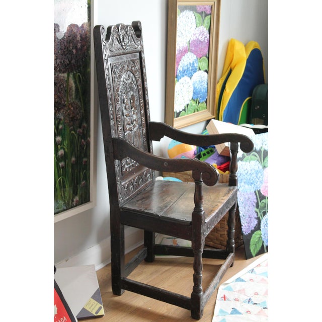 17th Century Black Wainscot Armchair For Sale - Image 12 of 14