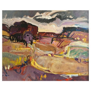 Jean Krillé, Landscape No. 89, Oil on Wood, 1988 For Sale