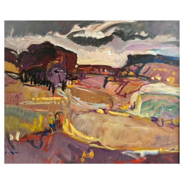 Jean Krillé, Landscape No. 89, Oil on Wood, 1988 For Sale