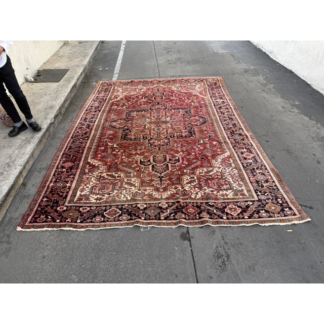 8ft 1in X 11ft Heriz Persian Area Rug For Sale - Image 4 of 12