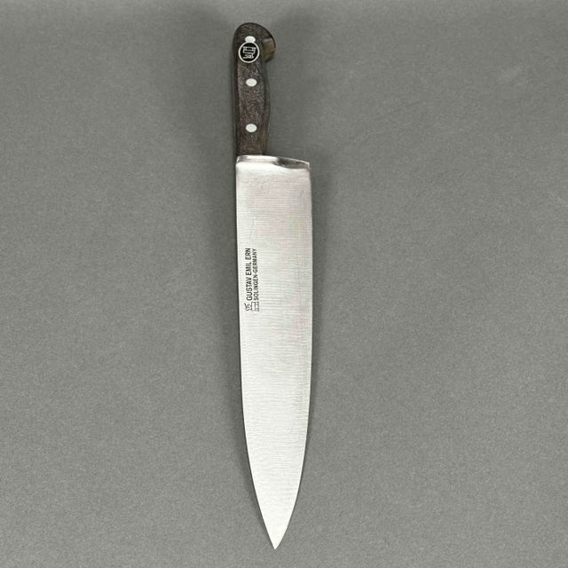 Late 20th Century Late 20th Century Old Stock Stainless Steel Gustav Emil Ern 10.25" Chef's Knife Solingen, Germany For Sale - Image 5 of 12