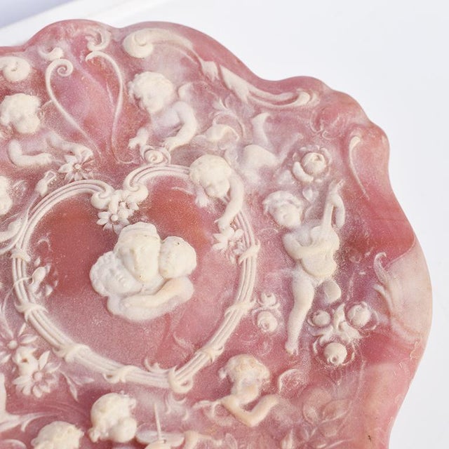 Vintage Pink Scalloped Incolay Stone Trinket Box For Sale In Oklahoma City - Image 6 of 8