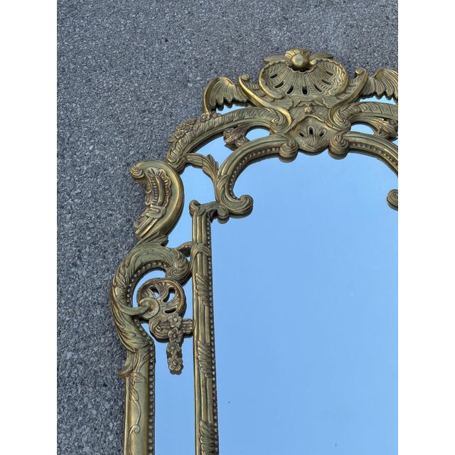 Gold Large Regency Style Mirror with Carved and Gilded Wooden Side Panels, 1950s For Sale - Image 8 of 12