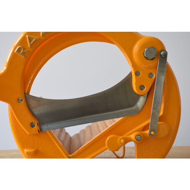 Orange Mid-Century Danish Orange & Gold Bread Slicer by Ove Larsen for Raadvad, Denmark, 1960s For Sale - Image 8 of 13