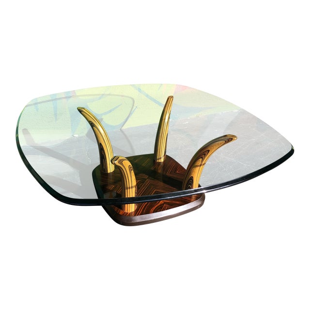 Henredon Zebrawood Faux Tusk Coffee Table on Casters For Sale