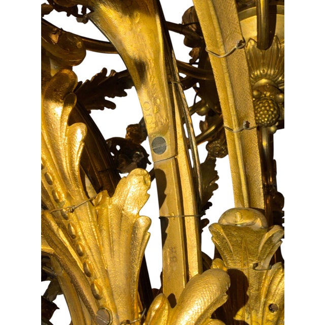 1880s Louis XVI 42-Light Dore Bronze & Rock Crystal Chandelier Signed b.r For Sale - Image 12 of 15