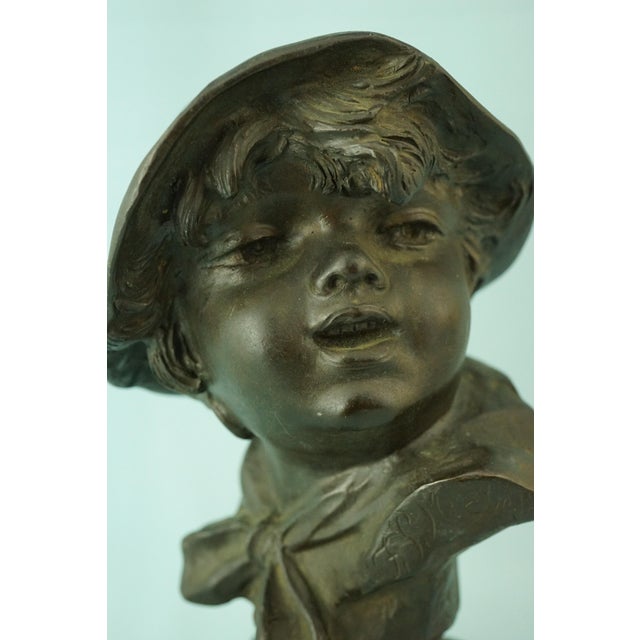 19th Century Bronze Bust Sculpture of a Peasant Child on a Marble Base by Francesco Paolo Michetti For Sale - Image 18 of 18
