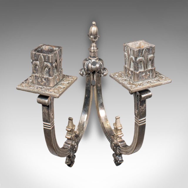 Pair of Antique Candle Sconces, French, Wall Lighting, Art Nouveau, Victorian For Sale - Image 4 of 10