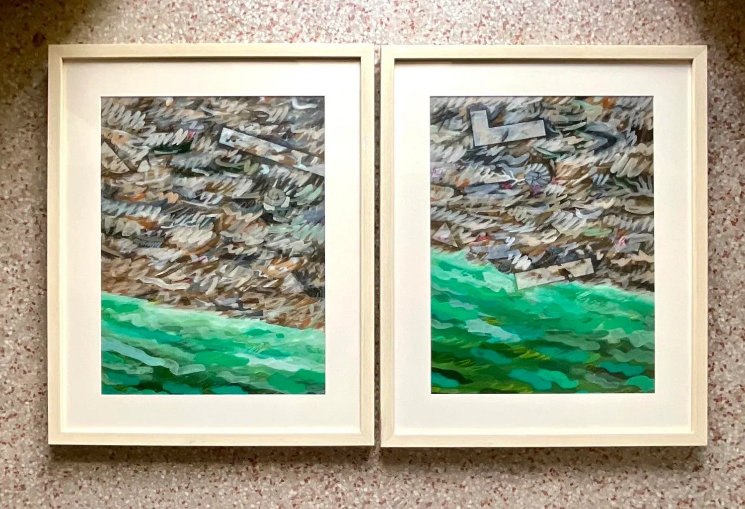 Vintage Boho Original Oil on Paper Abstract Painting - a Pair — additional photo 5
