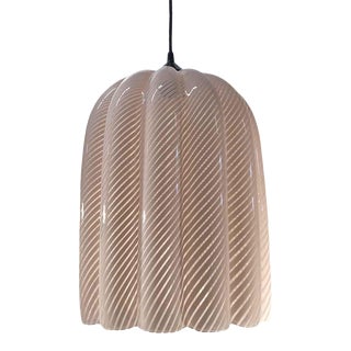 1970s Modern Pink Candy Cane Murano Glass Pendant Light For Sale