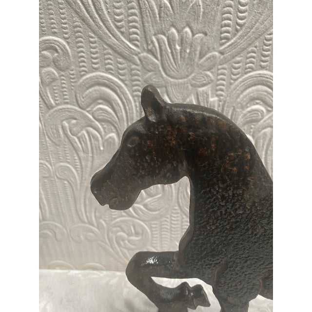 Vintage Hand Made Cast Iron Black Horse Weathervane Top For Sale - Image 6 of 12