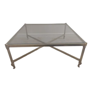 Mid 20th Century Vintage Brass and Glass Coffee Table