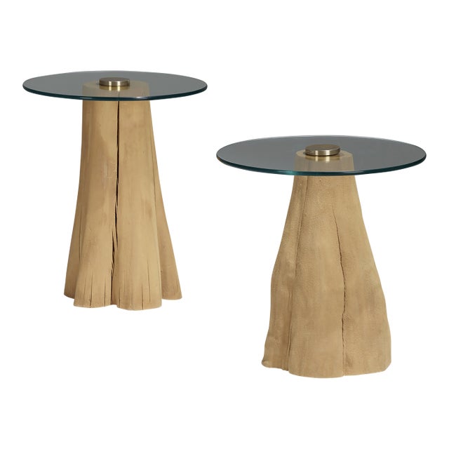 Organic Post-Modern Wooden Steven Chase Side Tables, Pair For Sale