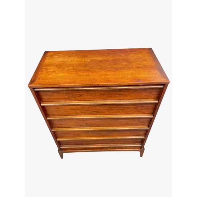 Wood Vintage Mid Century Modern Dresser and Credenza Set With Dovetailed Drawers, 2 Pieces For Sale - Image 7 of 10