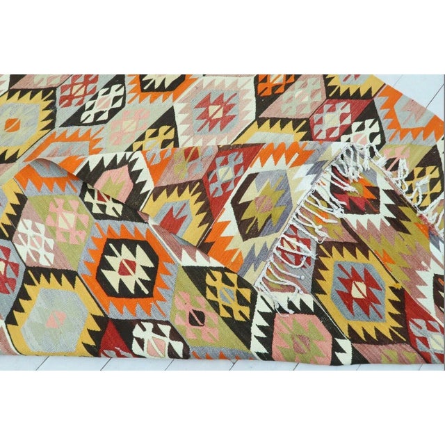 Oversized Vintage Turkish Kilim Rug - 75" X 139" For Sale - Image 11 of 11