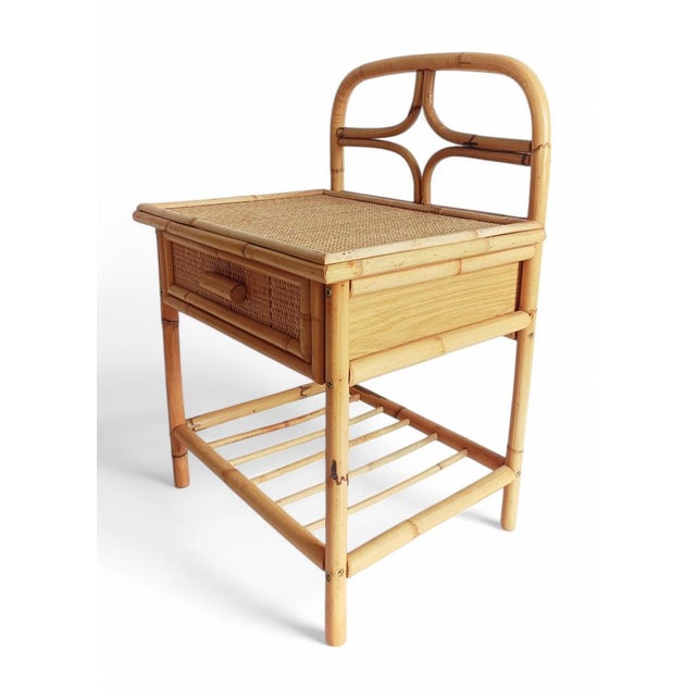 Mid-Century Bamboo and Woven Rattan Side Table, 1960s For Sale - Image 9 of 14