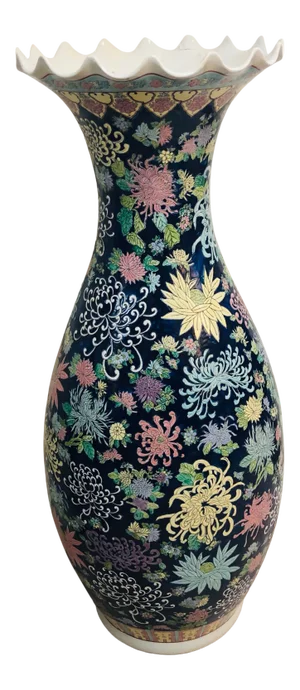 Vintage Oriental Chrysanthemum Floor Vase