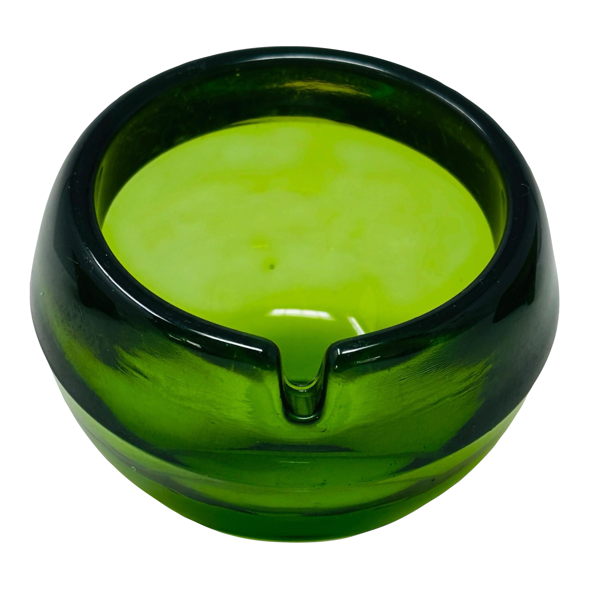 1960's Vintage Viking Glass Orb Ashtray | Mid-Century Modern Green