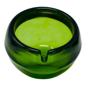 1960's Vintage Viking Glass Orb Ashtray | Mid-Century Modern Green Glass | Slanted Sphere Tobacciana | MCM Decor