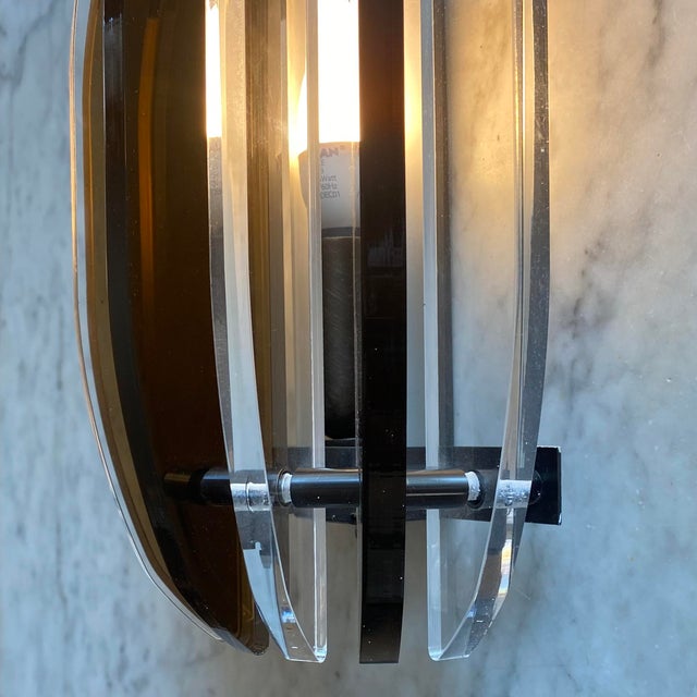 Brown Midcentury Style Wall Lights in Acrylic, 1980s, Set of 2 For Sale - Image 8 of 18