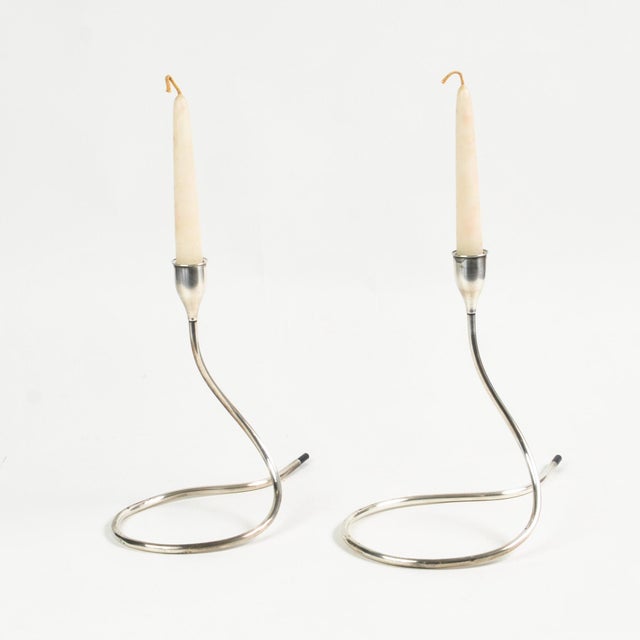 Sterling Silver Serpent Candlestick Holder Pair Towle Silversmiths by Marion Anderson Noyes For Sale In Rochester - Image 6 of 15