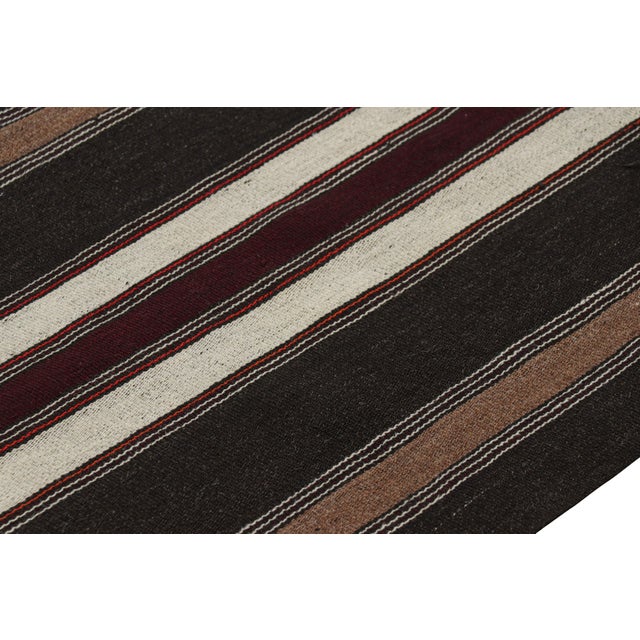 Turkish Vintage Turkish Kilim Rug in Brown, Black & White Stripes - Rug & Kilim For Sale - Image 3 of 7