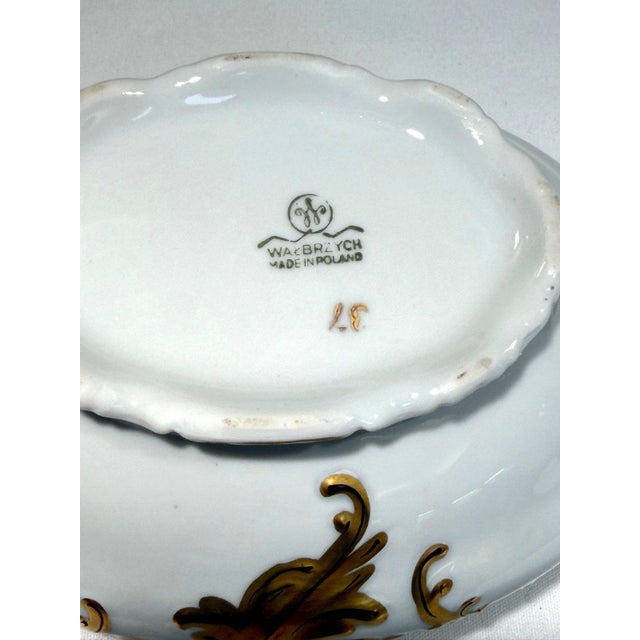 Metal Vintage Walbrzych Poland Gold Rococo Covered Vegetable Bowl Tureen 8" W/Lid For Sale - Image 7 of 7