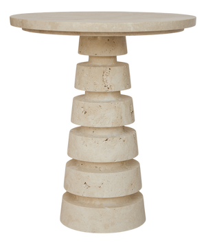 Travertine Layered Cone Side Table by Kiwano Concept