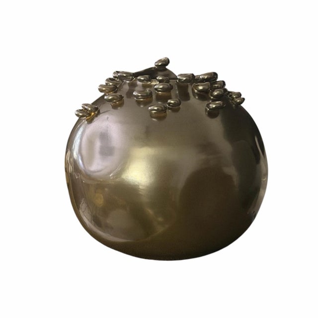 Contemporary Cascading Reef Reactive Bronze Short Ceramic Vase From Studio a Home by Global Views – Made in Italy For Sale - Image 3 of 10