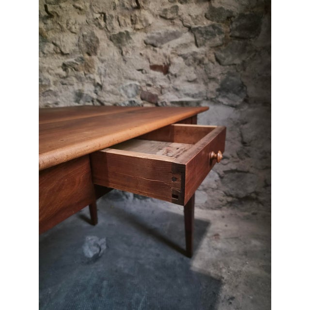 Brown Antique French Walnut Table with Drawer, 1890s For Sale - Image 8 of 18