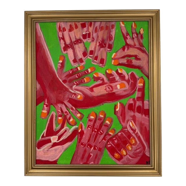 Original Contemporary Hands Painting on Canvas by Valerie Zuñiga For Sale