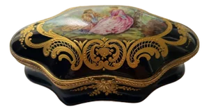 Mid 19th Century Antique Sevres Jewel Box Gold Overlay