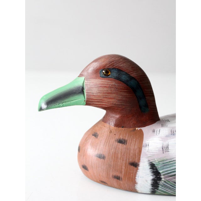Wood Vintage Hand-Painted Wood Duck For Sale - Image 7 of 11