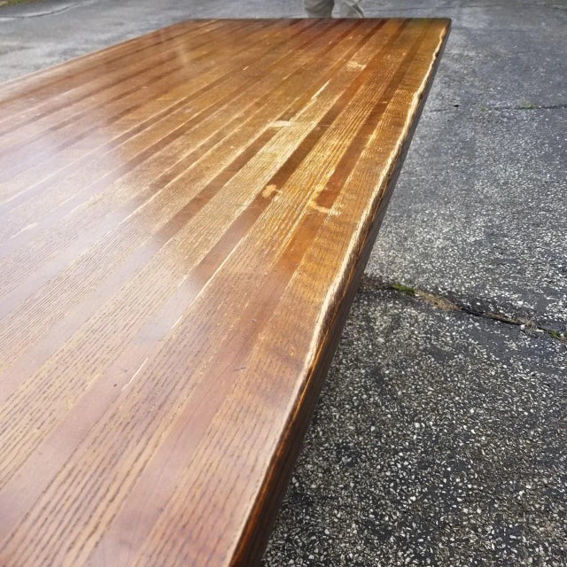 1950s Mid Century Dual-Wood Butcher Block Dining Table For Sale - Image 4 of 8