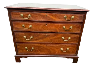 Vintage Georgian Chippendale Style Inlaid Flame Mahogany Chest of Drawers by Md. Colony