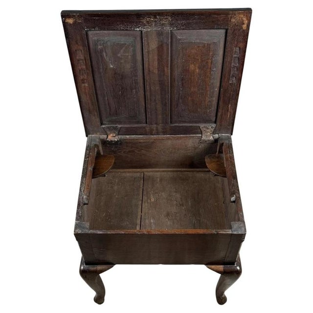 18th Century Oak Box on Stand with Carved Panelled Front, 1790 For Sale - Image 4 of 14