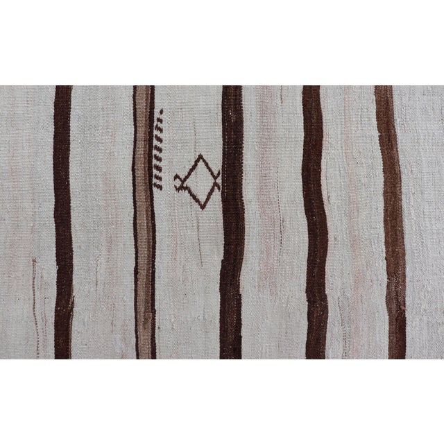 Flat-Weave Kilim Vintage Gallery Rug From Turkey With Horizontal Stripes For Sale - Image 12 of 14
