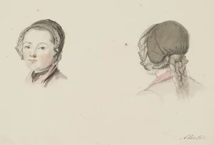 J. Aberli, Studies of a Woman with a Bonnet, 1750, Watercolor