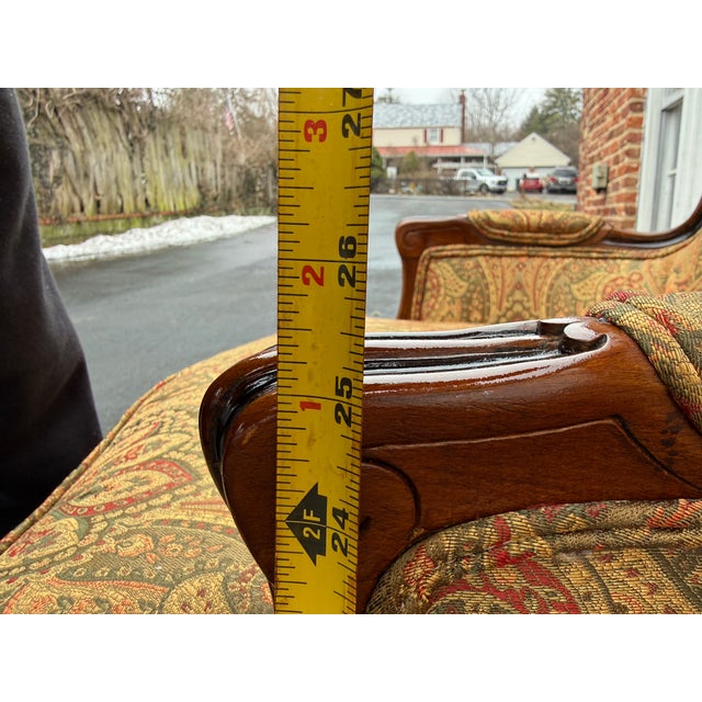 Brown Pair of Vintage Ethan Allen French Louis XVI Style Bergères Armchairs. For Sale - Image 8 of 17