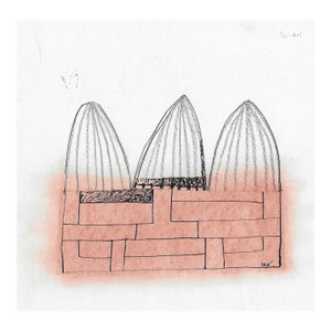 1980s Ron Yrabedra Abstract Primitive Style Drawing