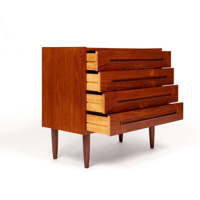 Vintage Danish Mid-Century Modern Four Drawer Lowboy Dresser For Sale - Image 4 of 6