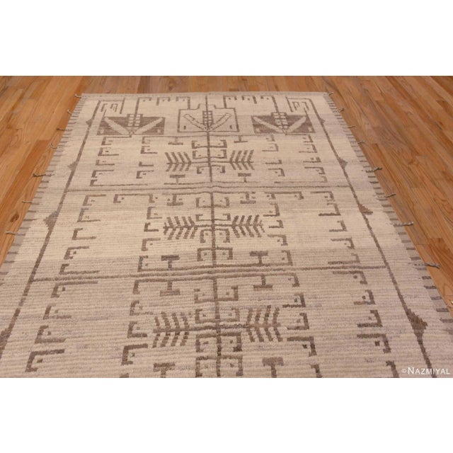 Victorian Nazmiyal Collection Neutral Earthy Brown Cream Tribal Geometric Modern Area Rug For Sale - Image 3 of 7