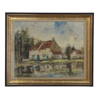 Framed Oil Painting on Canvas by Edmond De Meulenaire (1884–1963) For Sale