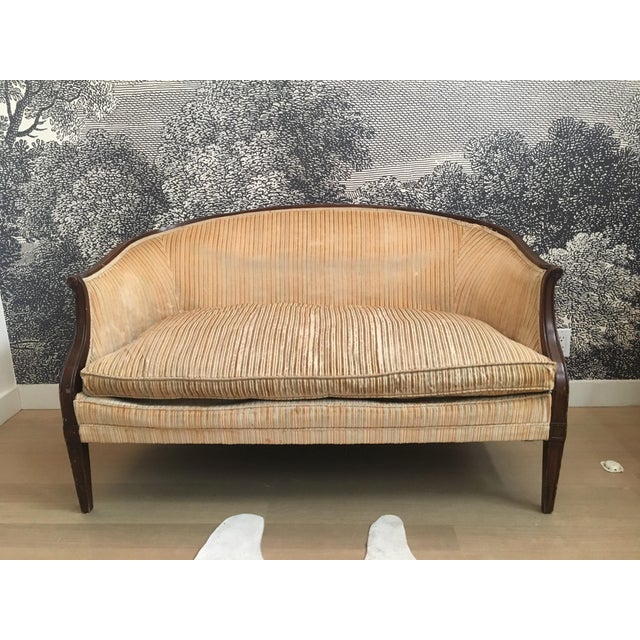 Antique Yellow Striped Velvet Loveseat Chairish