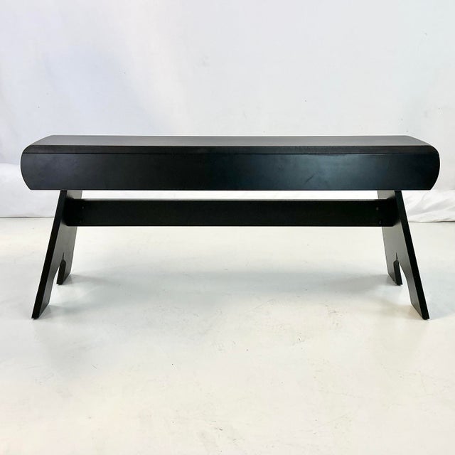 American Vintage Americana Farmhouse Boho Chic Rustic Amish Style Bench For Sale - Image 3 of 11