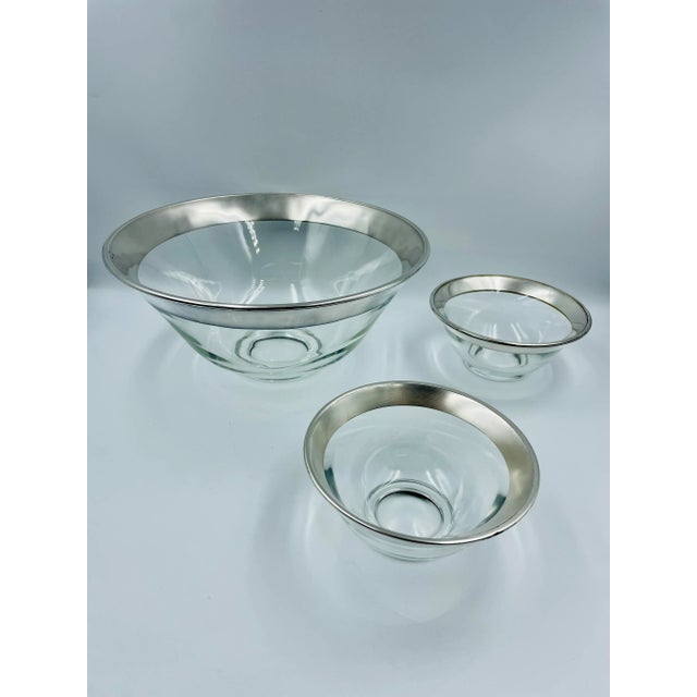 Vintage Dorothy Thorpe Silver Trim Bowls- Set of 3 For Sale - Image 12 of 12