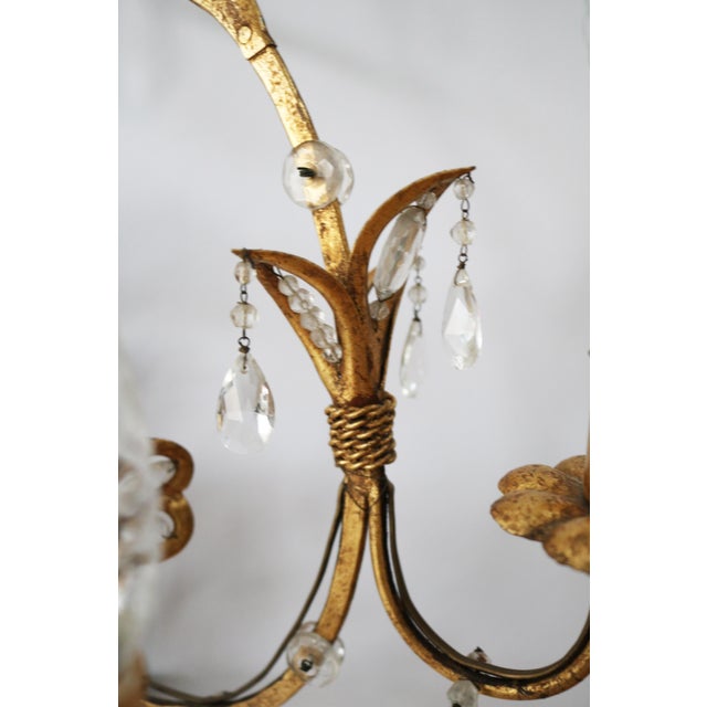 Metal Large Regency Style Florentine 4-Bulb Wall Light Lamp, Italy, 1970s For Sale - Image 7 of 11