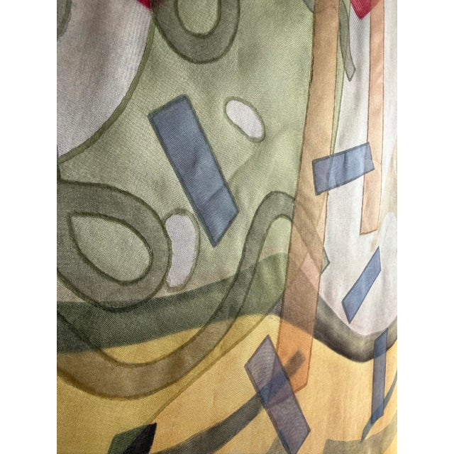 Layered Silk Tapestry Painting by French Artist, Marie-Laure Ilie, 1980s For Sale - Image 13 of 16
