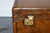 Vintage Hand-Dyed Brown Leather Lockable Storage Steamer Trunk For Sale - Image 18 of 18